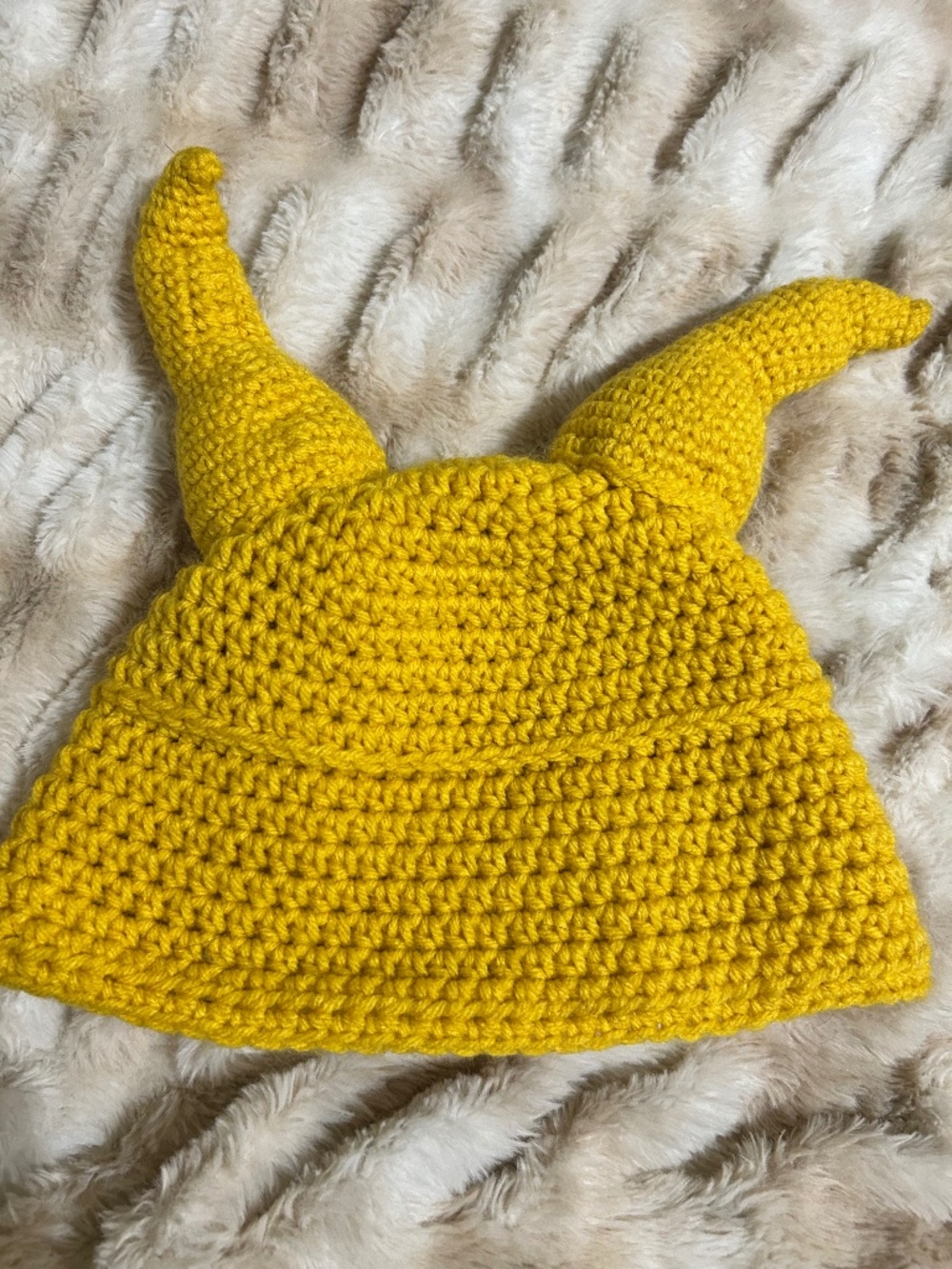 Handmade Loki Marvel crochet hat purchased from Etsy